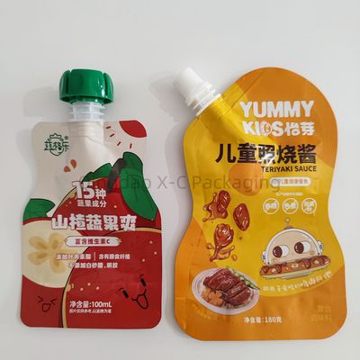 Bolsas de plástico impresas en forma de OEM para envases de alimentos Bolsa de cremallera laminada brillante