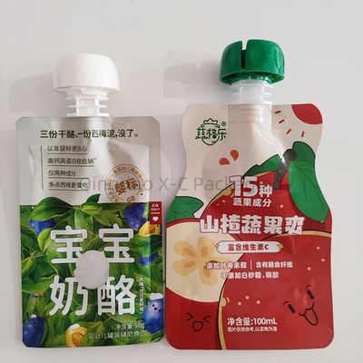 Bolsas de embalaje líquido de forma personalizada con boca de alimentación reciclables