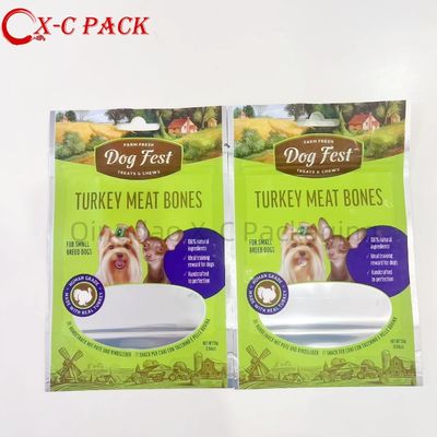 Bolsas de almacenamiento de alimentos para mascotas de ventana transparente personalizables con boca de alimentación medida y tecnología antiestática Bolsa de cierre de cremallera