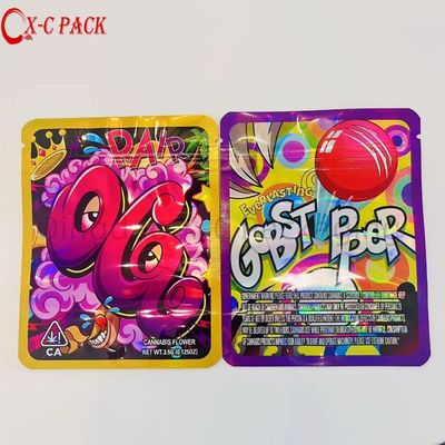 3.5g 7g 14g 28g Impresión a prueba de olor personalizada Caja Cali Embalaje de galletas Embalaje de goma 1 oz Bolsa Mylar