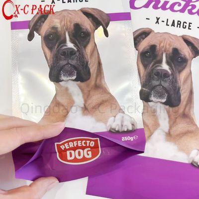 250g Bolsa de embalaje de alimentos para mascotas impresa a medida Precio al por mayor Bolsa de embalaje de alimentos para perros reciclable de ocho lados