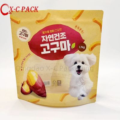 Embalaje Bolsas de pie Bolsa de alimentos para mascotas Embalaje de plástico para alimentos para perros 500g 1kg 2.5kg Bolsa de PE personalizada