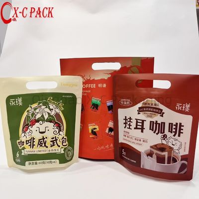 Bolsas de café con válvula Negro de alta barrera de papel de aluminio de fondo plano de pie vacío Bolsas de almacenamiento de granos de café